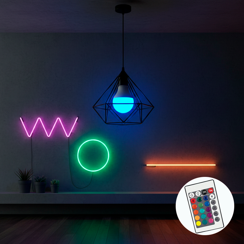 Ampolleta LED RGB E27 – 7W, Multicolor con Control Remoto - Imagen 2