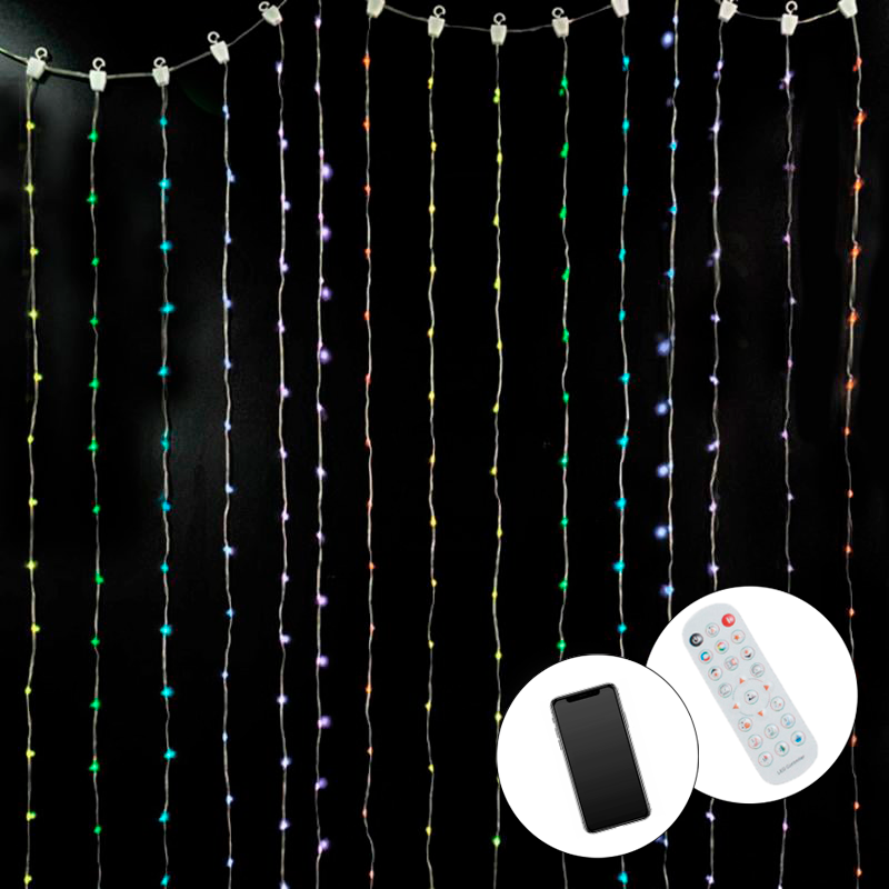 Cortina LED Inteligente RGB 2×2m | App, Bluetooth y Control Remoto IP44 - Imagen 2