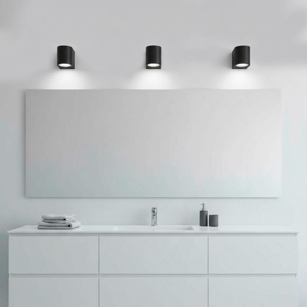 Apliqué de Muro Cilíndrico para Ampolleta GU10 (Incluida, Luz Fría) | Aluminio Negro - Imagen 2
