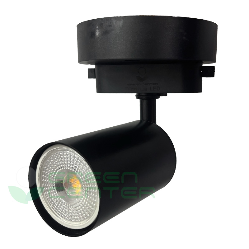 Foco Riel para Dicroica GU10 (Incluida, Luz fría) + Base Riel Redonda | Aluminio Negro