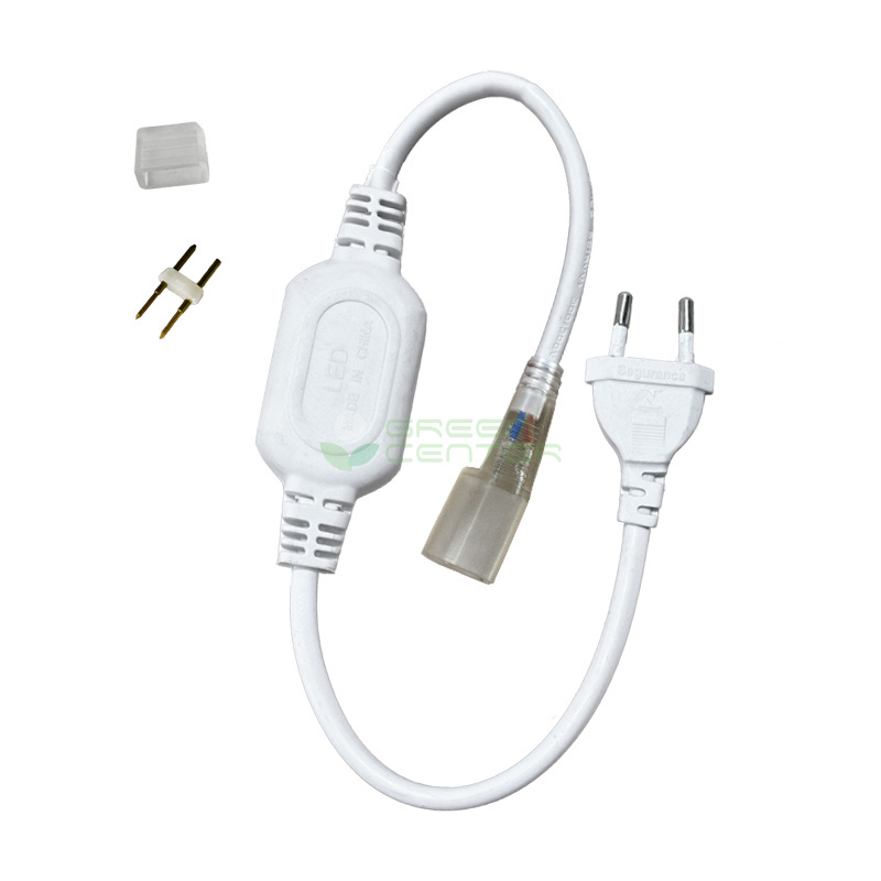 Conector c/ Enchufe para Manguera LED 180° 220V – Incluye Pin y Tapa Aislante