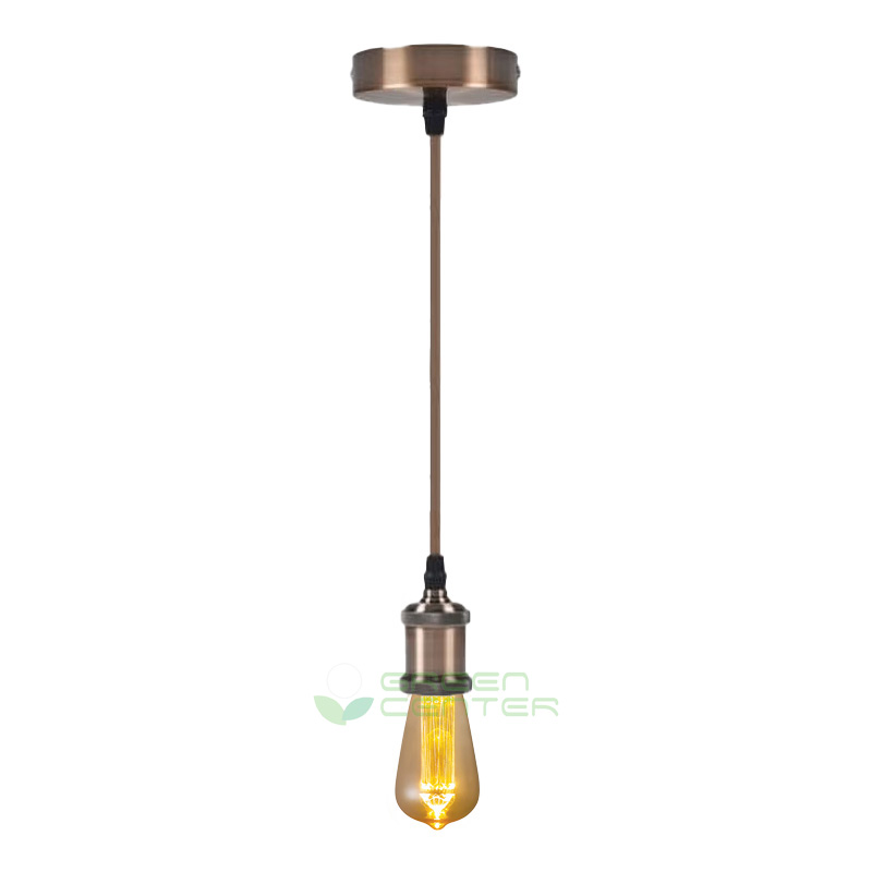 Soquete Colgante Vintage con Rosca E27 – Color Bronce, Cable Recubierto 90 cm | Con Ampolleta