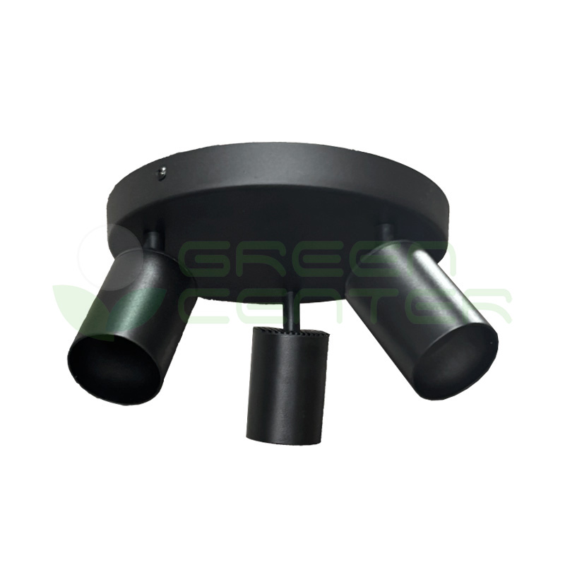 Apliqué Circular 3 Focos Dirigibles para Ampolleta GU10 – Color Negro | No Incluye Ampolletas LM3FRN08000