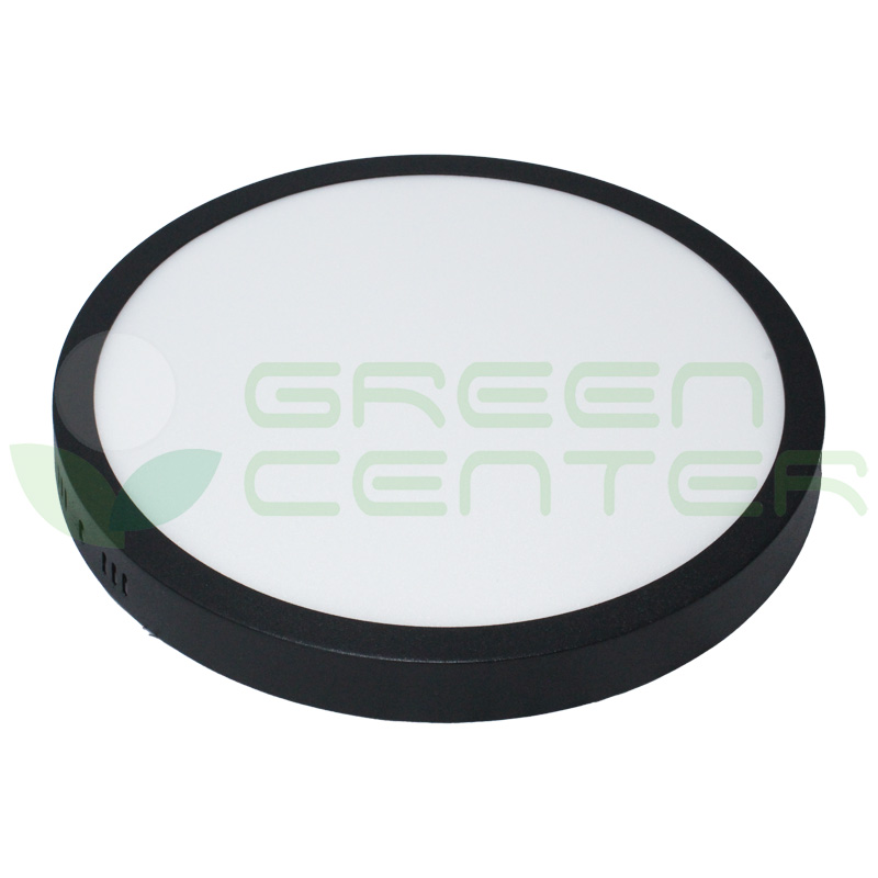 Panel LED Sobrepuesto Redondo – 24W, Luz Cálida 3000K | Borde Negro
