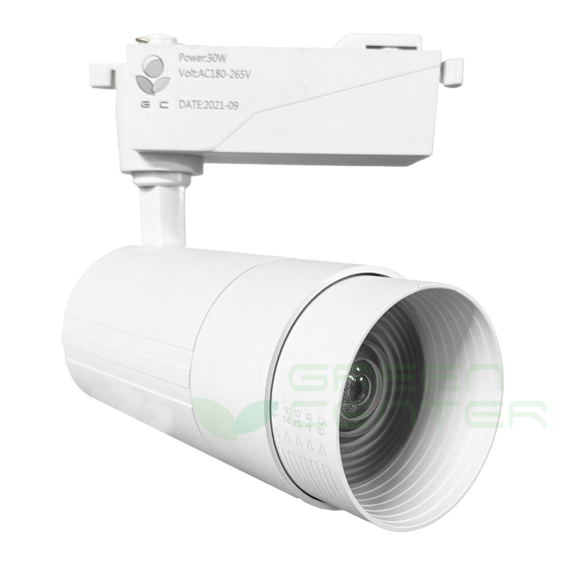 Foco Riel LED COB con Ángulo Ajustable – 30W, Luz Cálida 3000K | Color Blanco