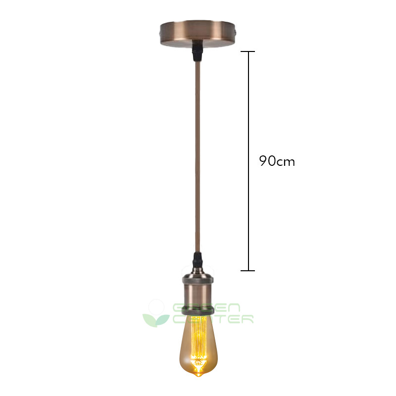 Soquete Colgante Vintage con Rosca E27 – Color Bronce, Cable Recubierto 90 cm | Con Ampolleta - Imagen 3