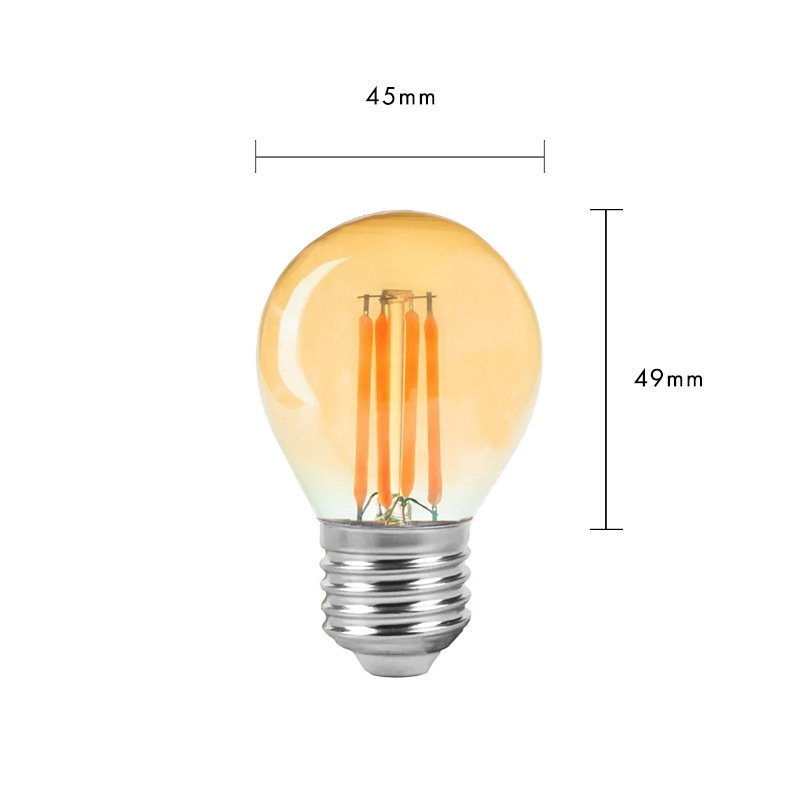Ampolleta LED Edison G45 – 4W, Luz Cálida 2700K | Diseño Vintage AMEG45C00427 - Imagen 2