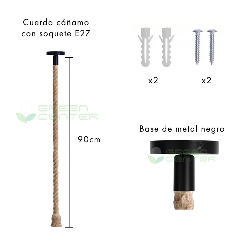 Lámpara Colgante Vintage con Cuerda Rústica – Soquete E27 | Incluye Ampolleta 4W DESSO01000-K2 - Imagen 3