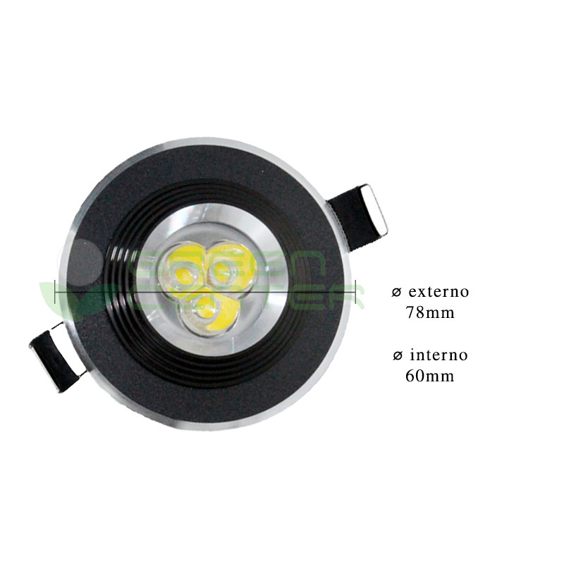 Foco Embutido LED Fijo – 3W, Luz Neutra 4500K | Borde Aluminio Negro - Imagen 4