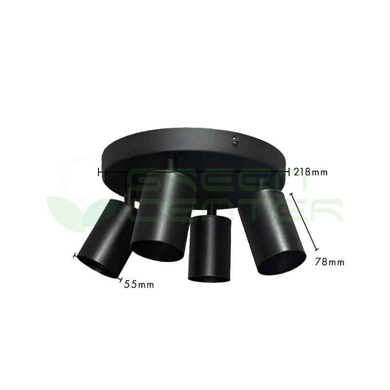 Apliqué Circular 4 Focos Dirigibles para Ampolleta GU10 – Color Negro | Incluye Ampolletas Luz Cálida - Imagen 3