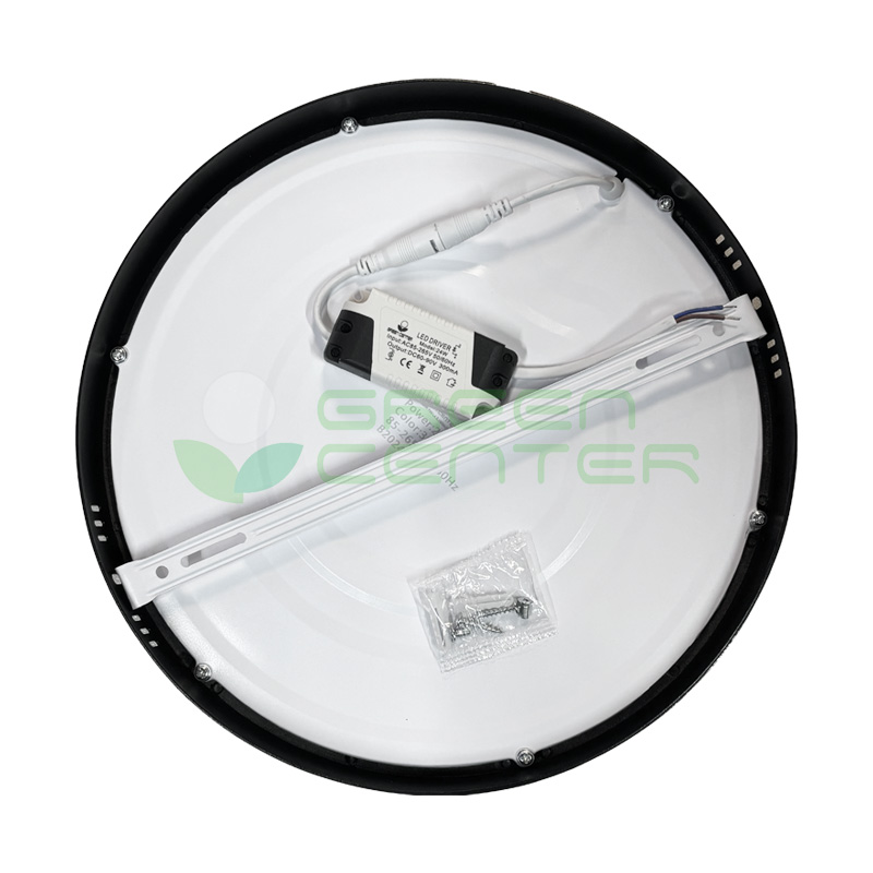 Panel LED Redondo Sobrepuesto – 24W, Luz Fría 3650K | Borde Negro PLRCSN02465 - Imagen 2