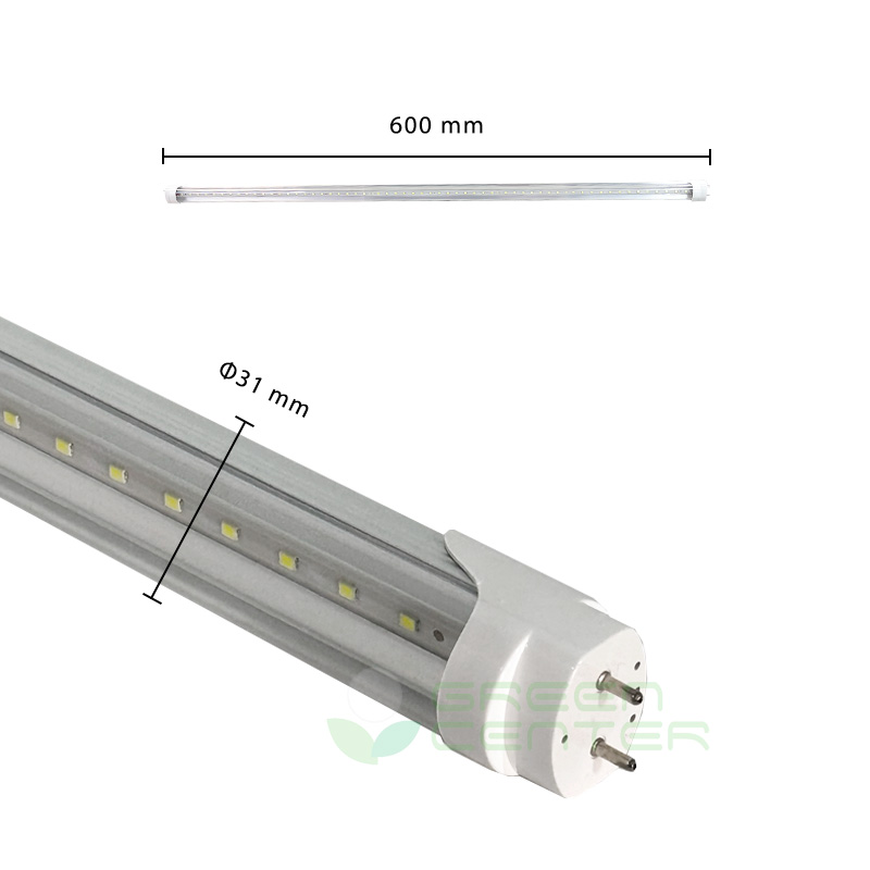 Tubo LED T8 Transparente Base Aluminio – 9W, Luz Fría 6500K | Largo 60 cm - Imagen 2