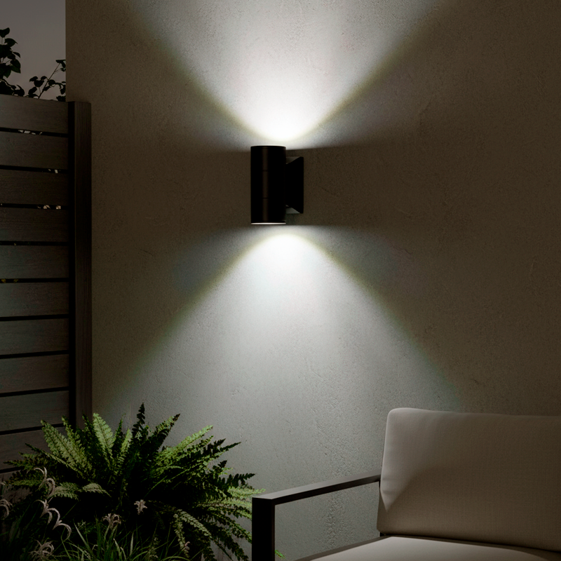 Apliqué de Muro Negro para Ampolletas GU10 (Incluidas, Luz Neutra) | IP65 Exterior - Imagen 2